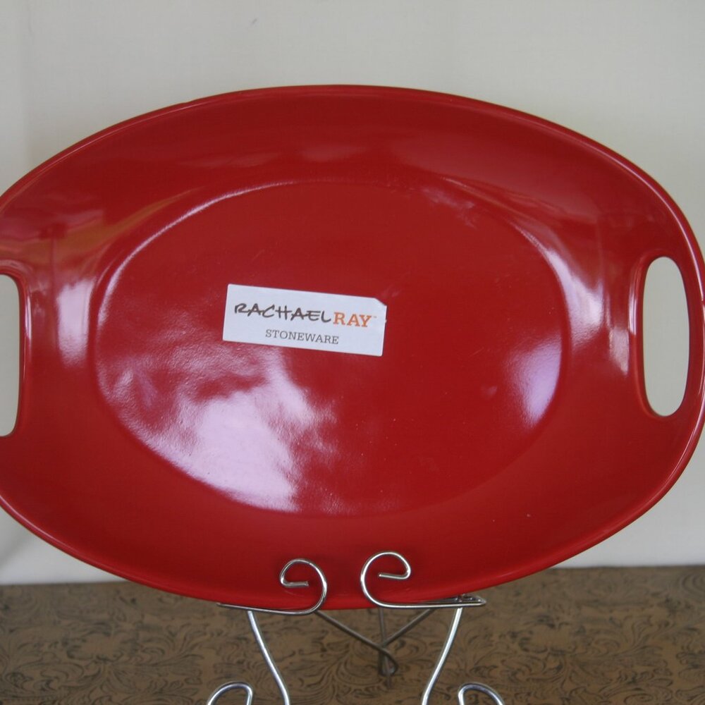 Rachel Ray Stoneware NWT Red Oval Platter 12.5" b-210